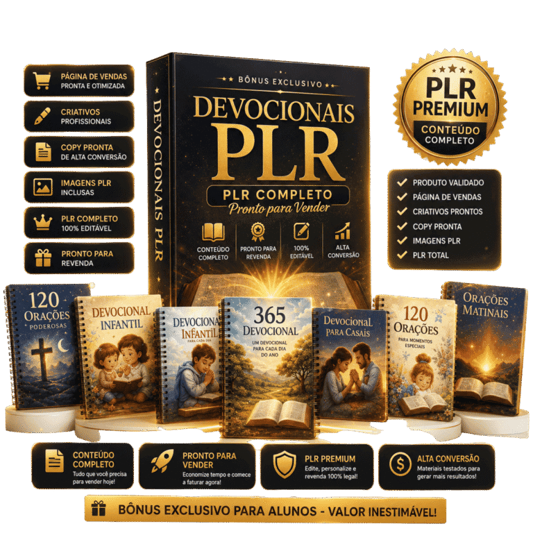 Devocionais PLR completos para vender e inspirar fé diariamente.